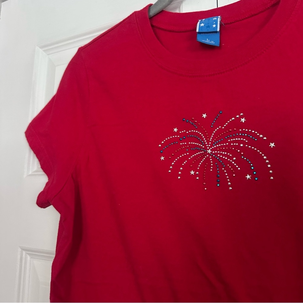 Red Rhinestone Firework Tee - Picture 7 of 10